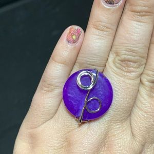 Purple Stone Wire Silver Ring Adjustable